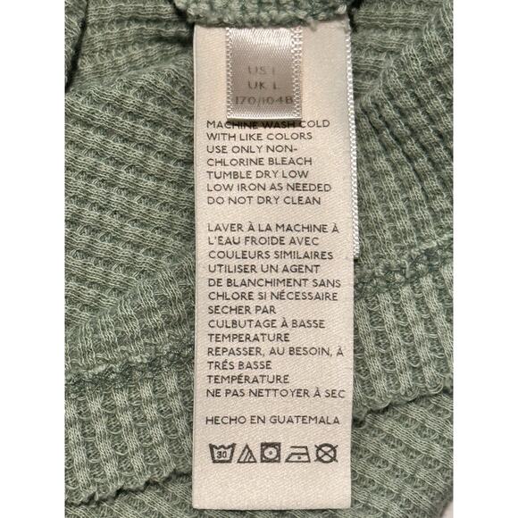 Free People Close To You Cotton Waffle Knit Top In Cool Moss Sage Sz L Comfy - Picture 8 of 9